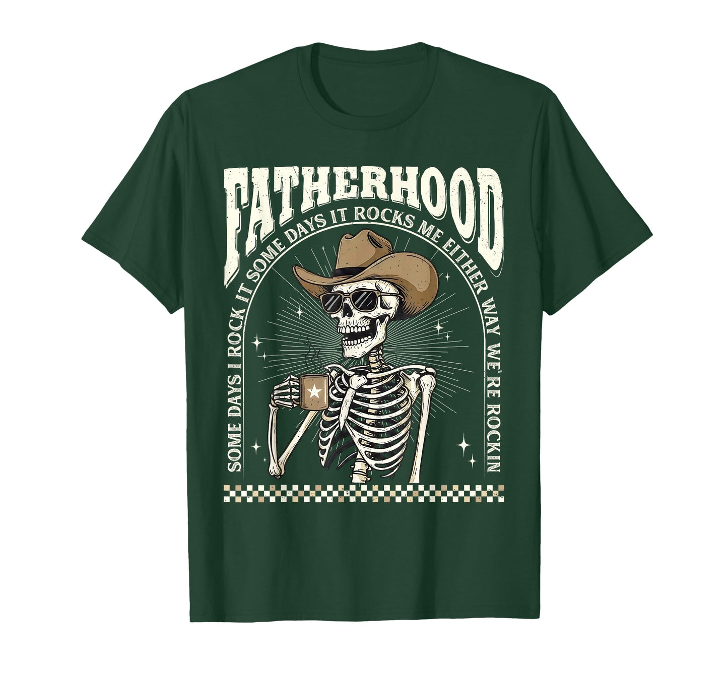 Fatherhood Skeleton Rockin Some Days Funny Vintage Dad T-Shirt