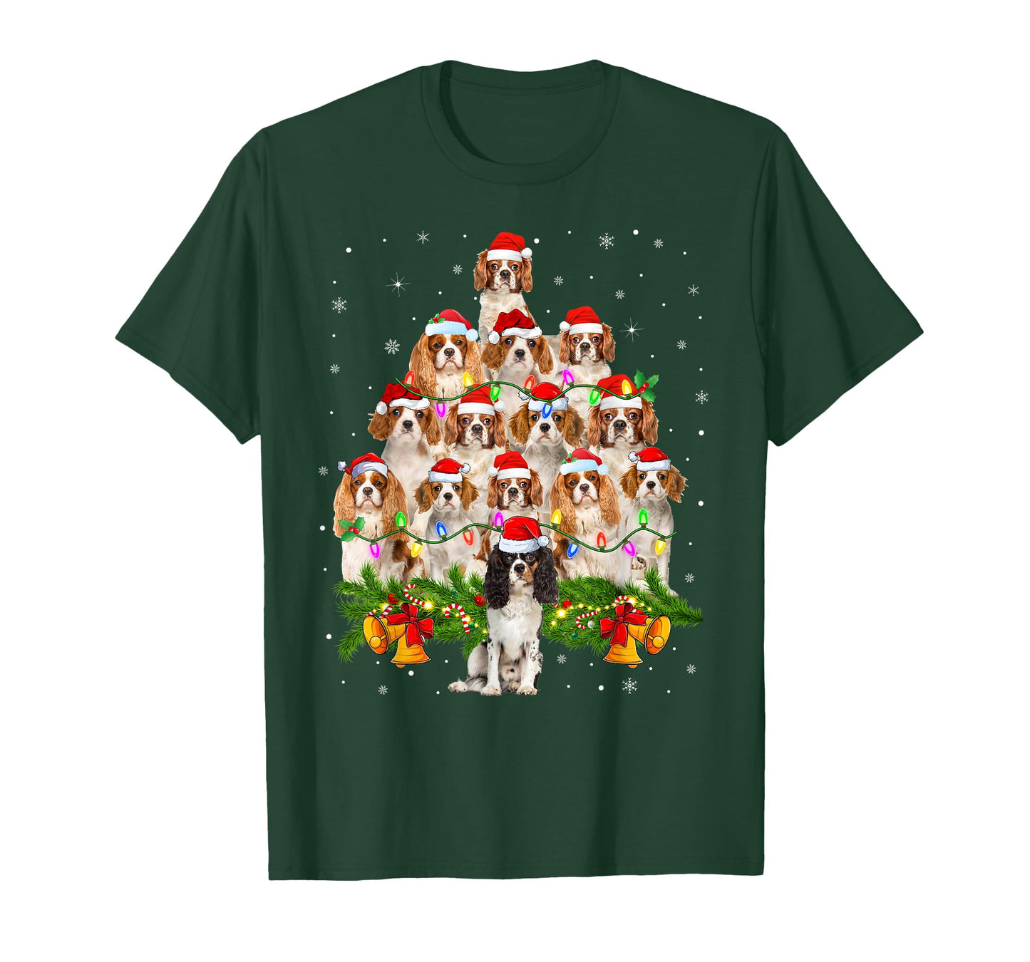 Cavalier King Charles Spaniel Christmas Tree Lights Dog Xmas T-Shirt