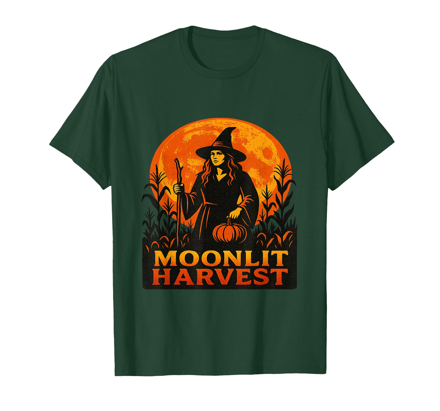 Moonlit Harvest Season Celebrate Autumn Pumpkin Witch T-Shirt