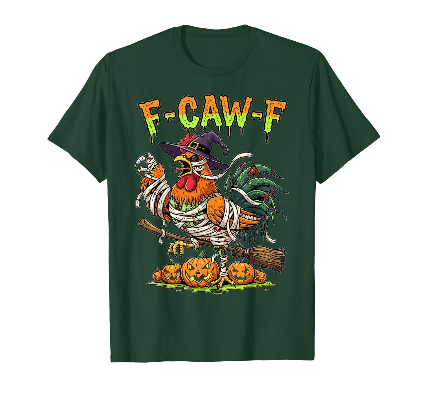 Halloween Chicken Mummy Witch Funny Pumpkin Design T-Shirt
