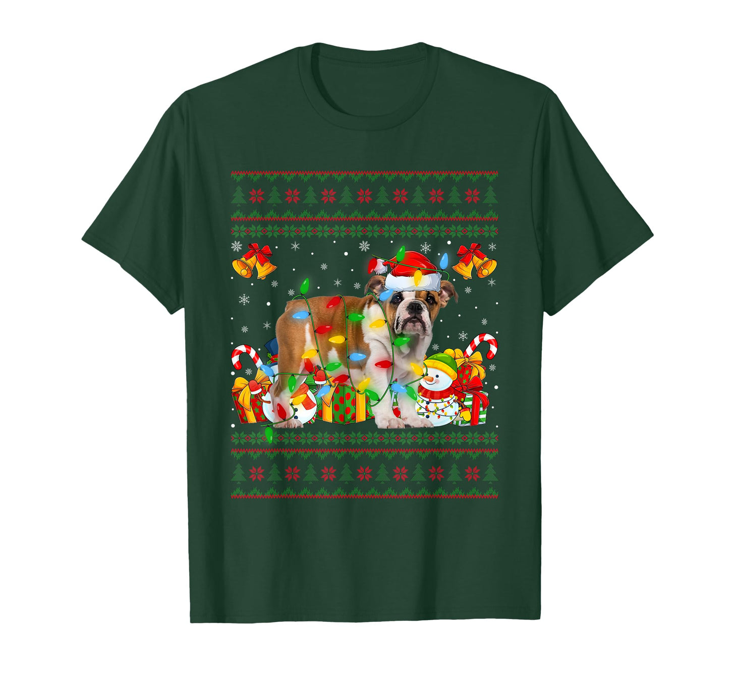 English Bulldog Ugly Christmas Sweaters Pet Dog Lover Xmas T-Shirt