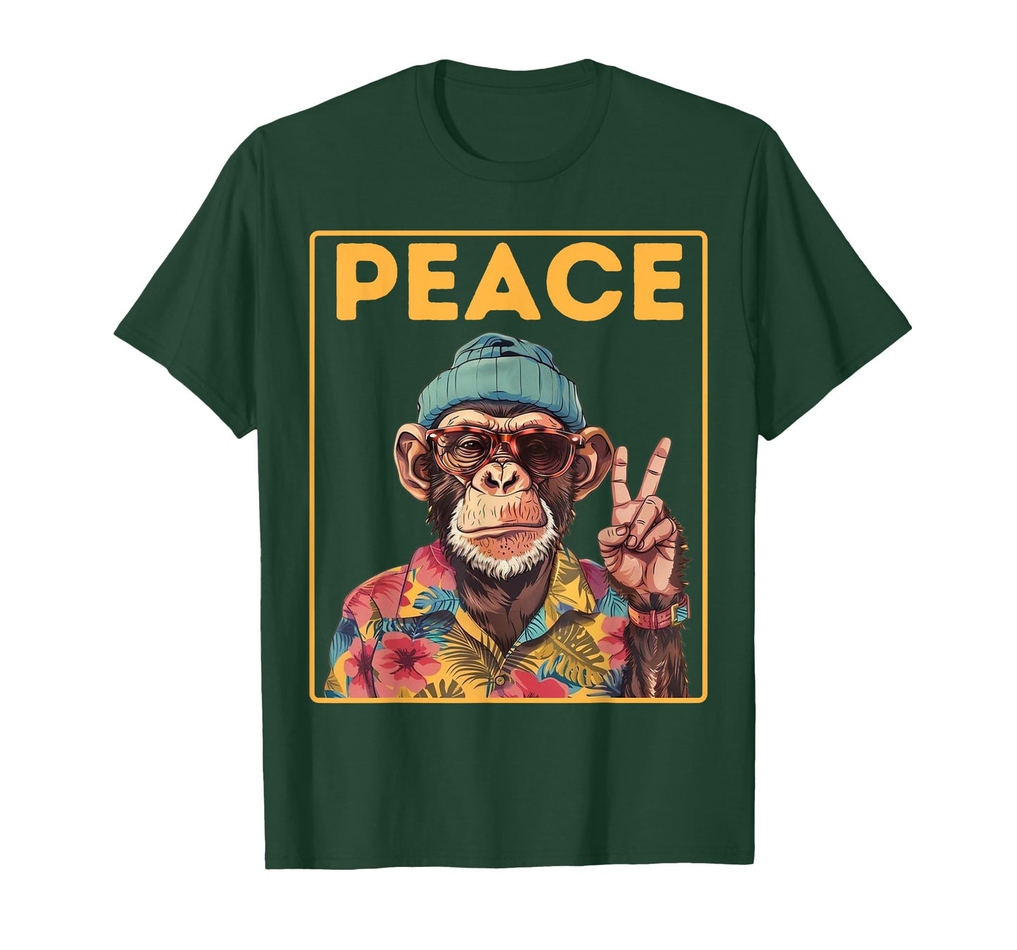 Cool Peace Monkey Vintage Hippie Chimp in Sunglasses T-Shirt