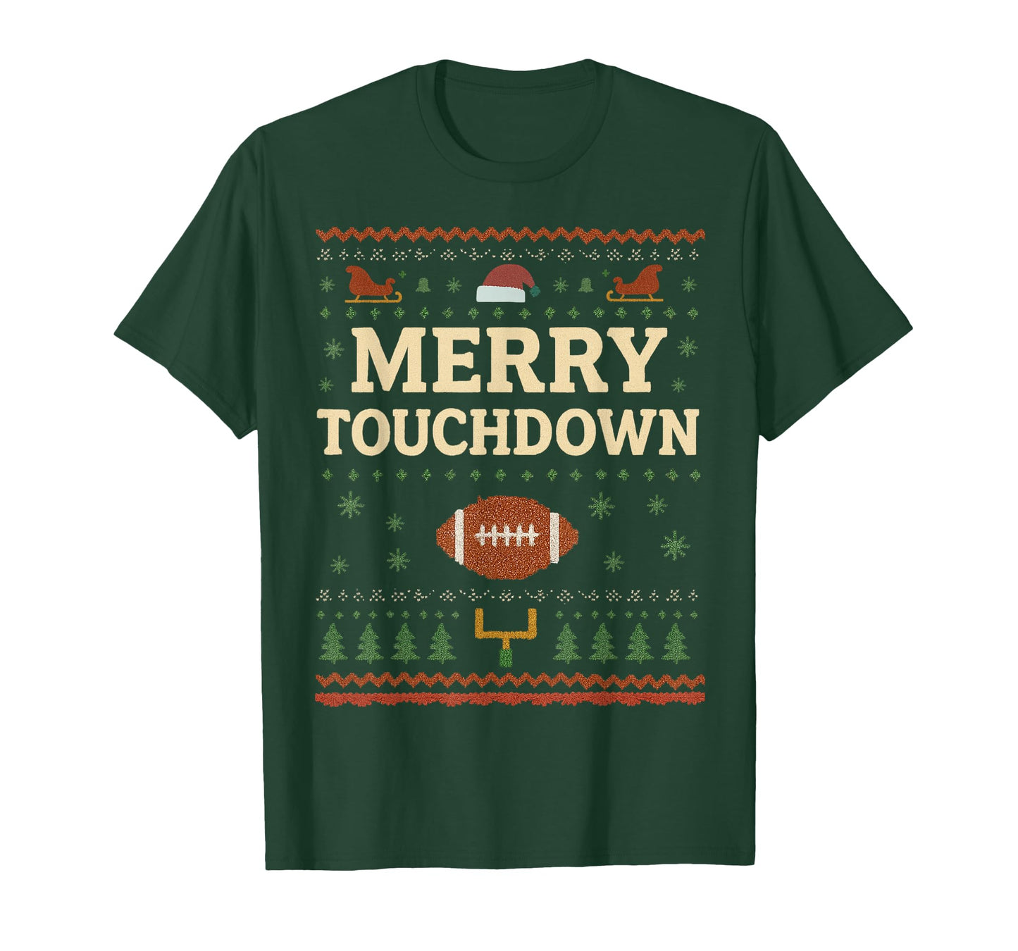 Merry Touchdown Christmas American Football Xmas T-Shirt