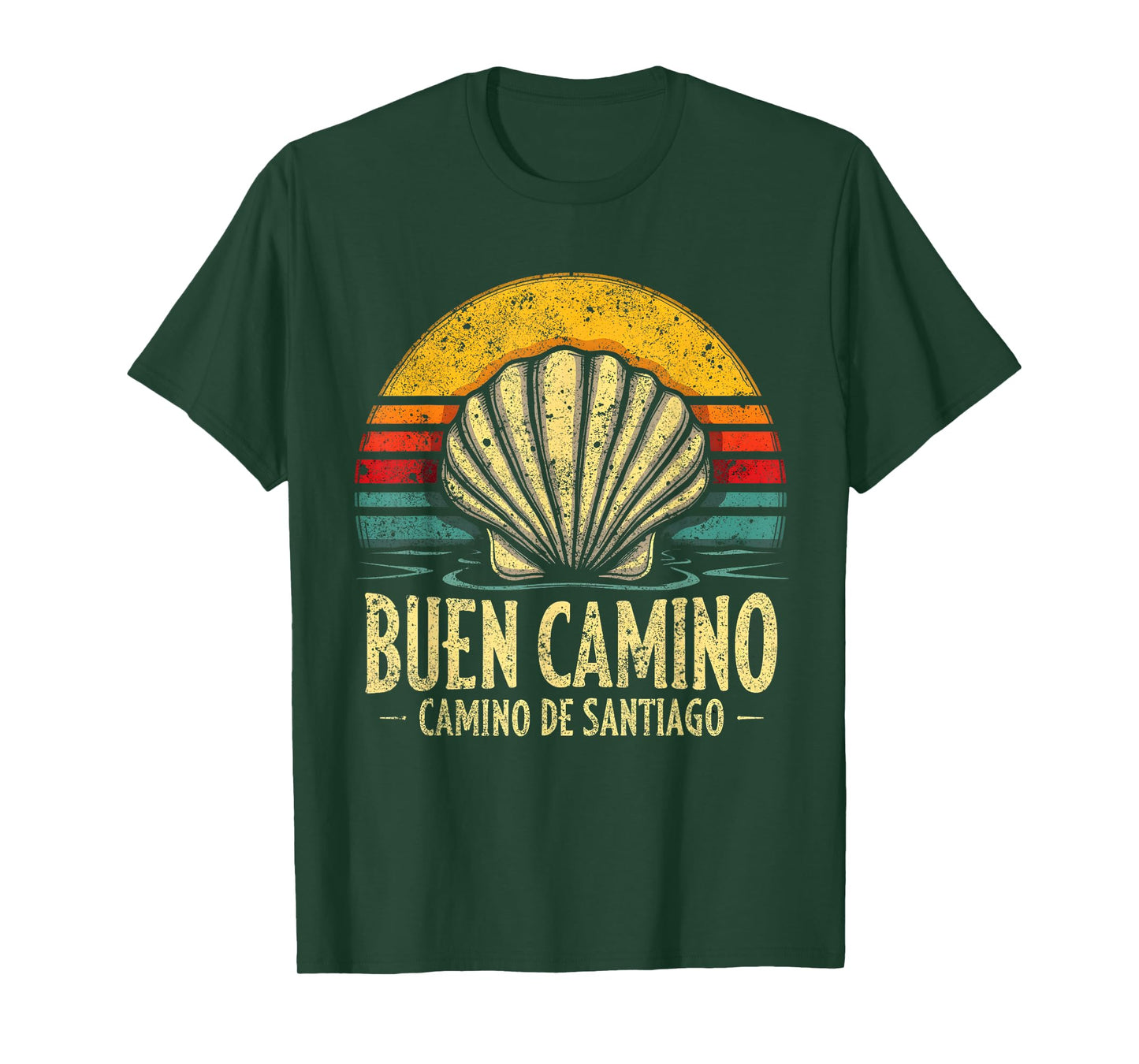 Womens Buen Camino Shell Vintage Santiago Pilgrim Hike Spain T-Shirt