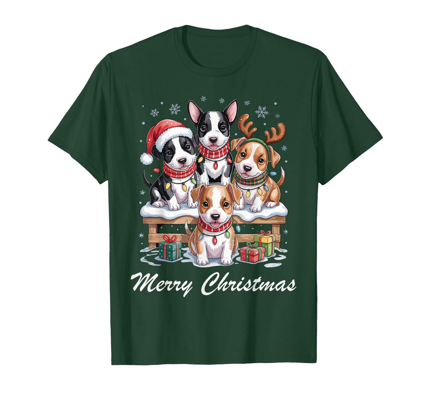 Bull Terrier Merry Christmas Funny Bully Dog Lovers Holiday T-Shirt