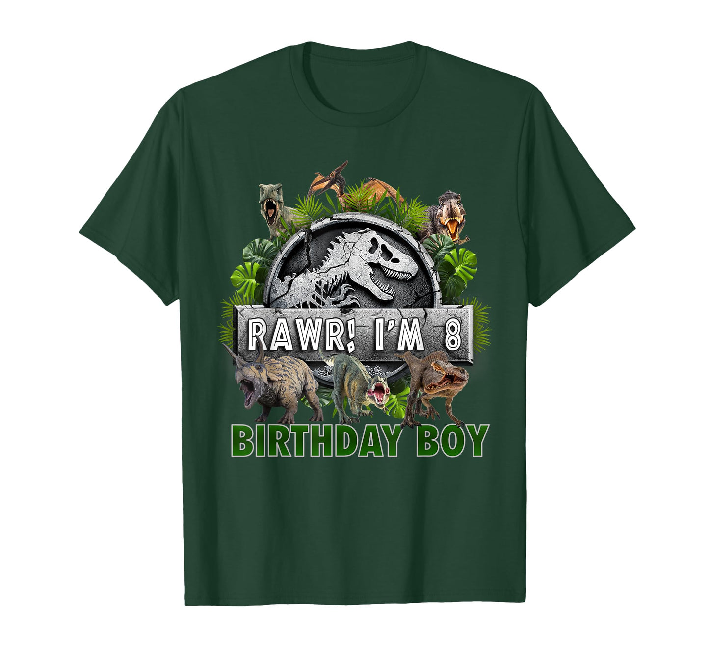Kids 8 Year Old Shirt 8th Birthday Boy T Rex Dinosaur T-Shirt