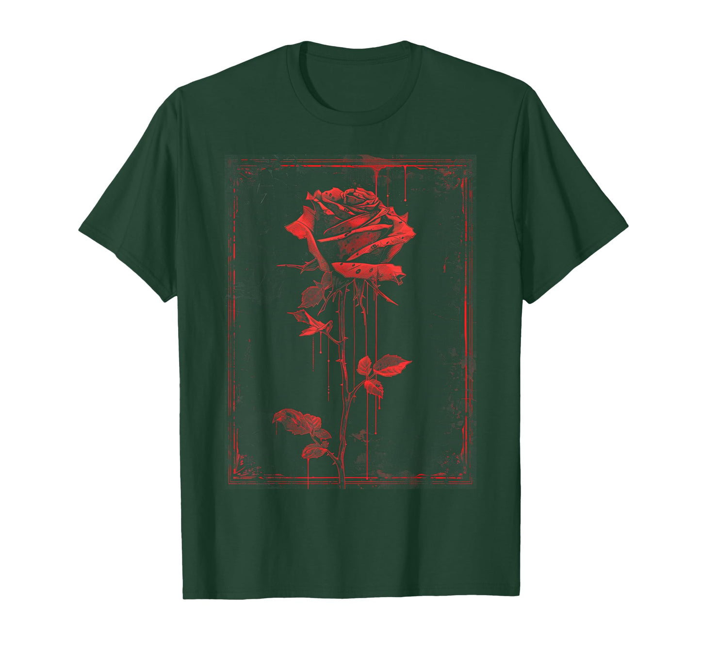 Anime Goth Withered Rose Blood Gothic Art Punk Vintage Edgy T-Shirt