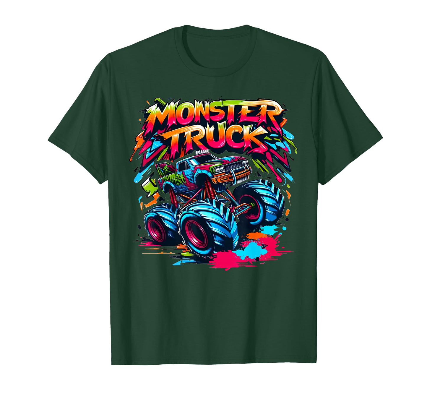 Monster Truck Retro Colorful Graffiti Toddlers Youth Adults T-Shirt