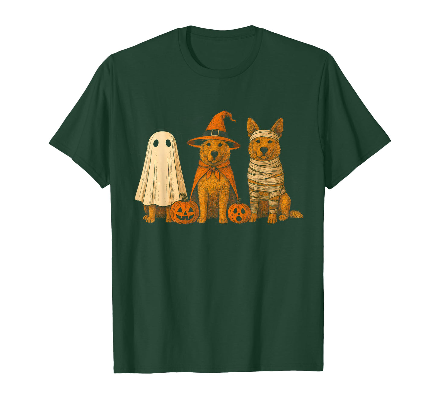 Retro Akita Dog Witch Scary Halloween Pumpkin Women Men Kids T-Shirt