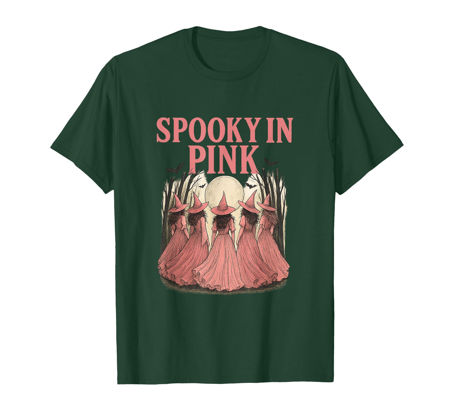 Spooky in Pink Halloween Witch Design T-Shirt