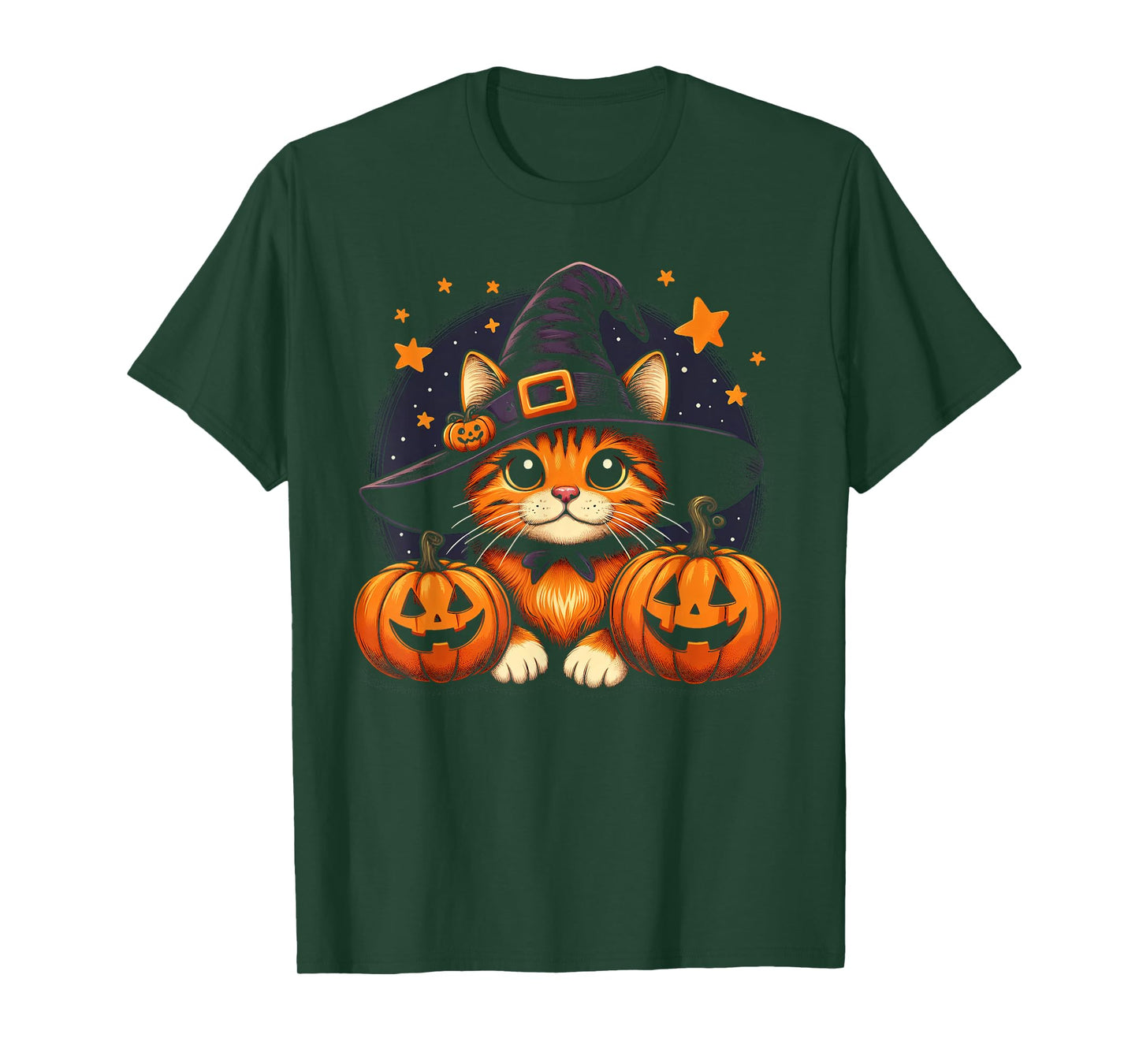 Orange Tabby Cat Halloween Graphic for Men Women Cat Lover T-Shirt