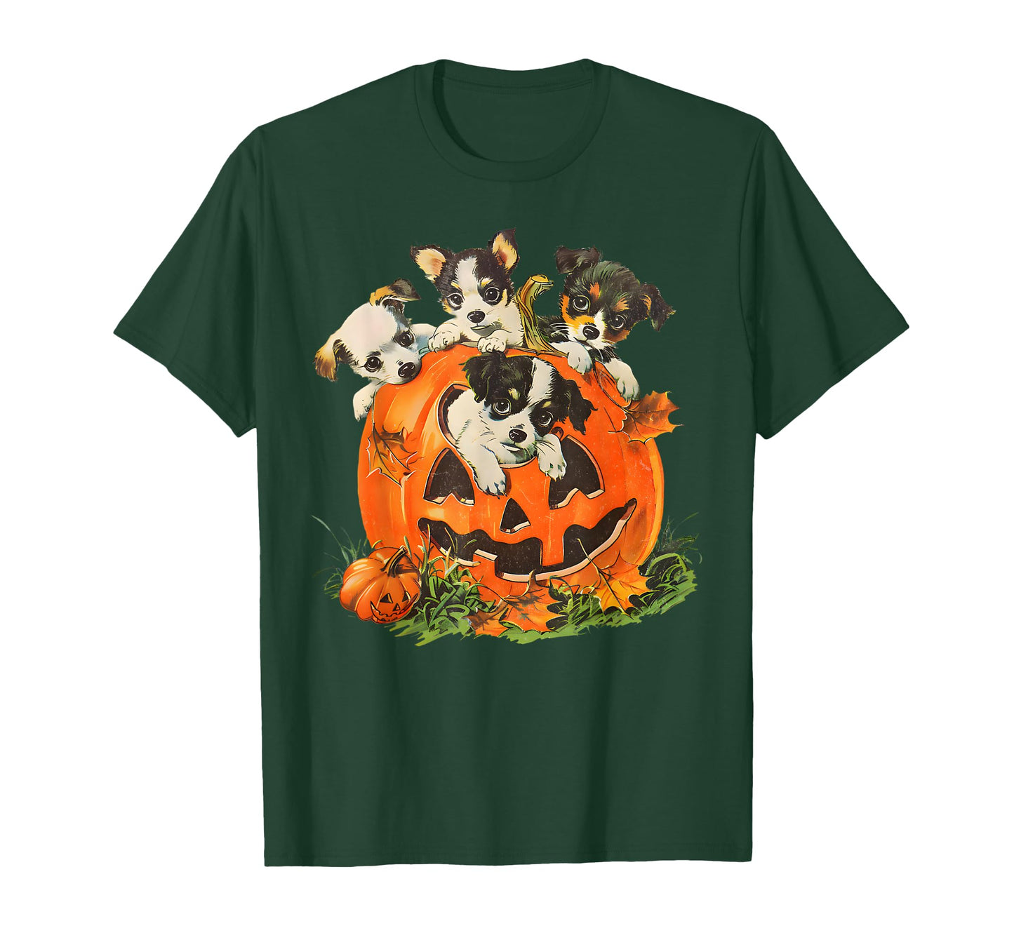 Vintage 90s Dog Retro Pumpkin Puppies Halloween Dog Lovers Men Women Kids T-Shirt
