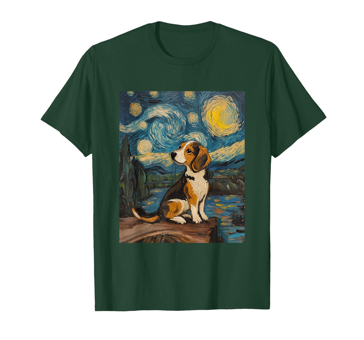 Beagle Dog - Van Gogh Style - Starry Night Graphic T-Shirt