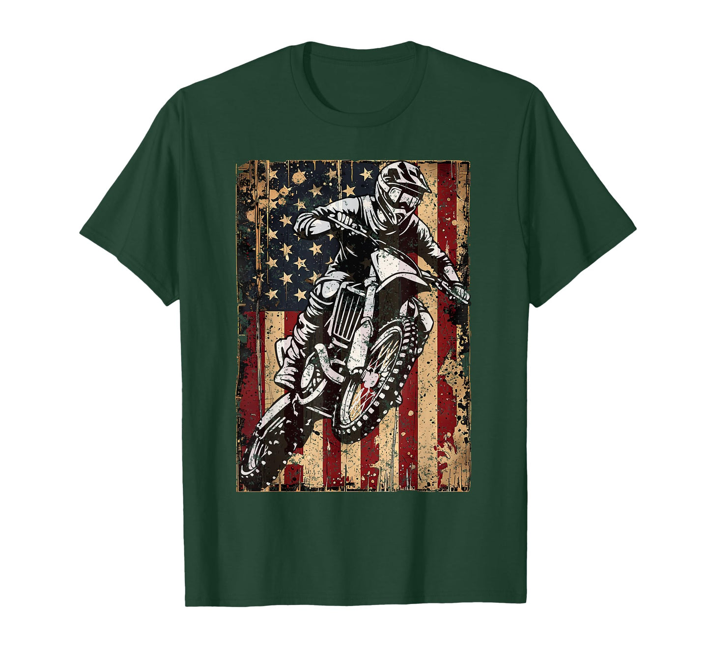 Dirt Bike USA Flag Vintage Motocross Riders Freestyle T-Shirt
