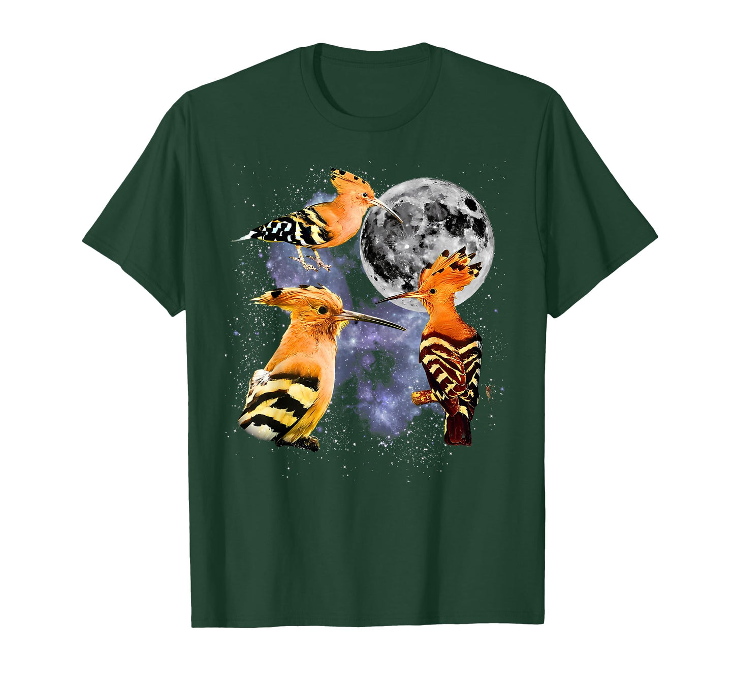Vintage Three Hoopoe Howling at The Moon Wildlife Animal T-Shirt