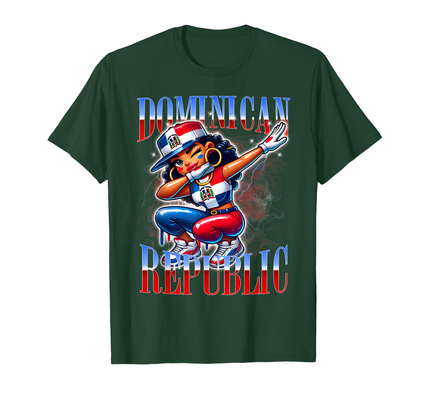 Dominican Republic Flag Dab Urban Streetwear Design T-Shirt