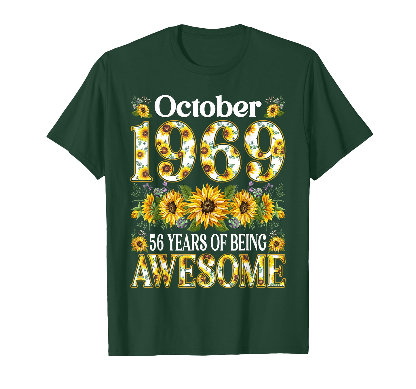 56 Year Old Sunflower October 1969 56th Birthday Gifts Women T-Shirt