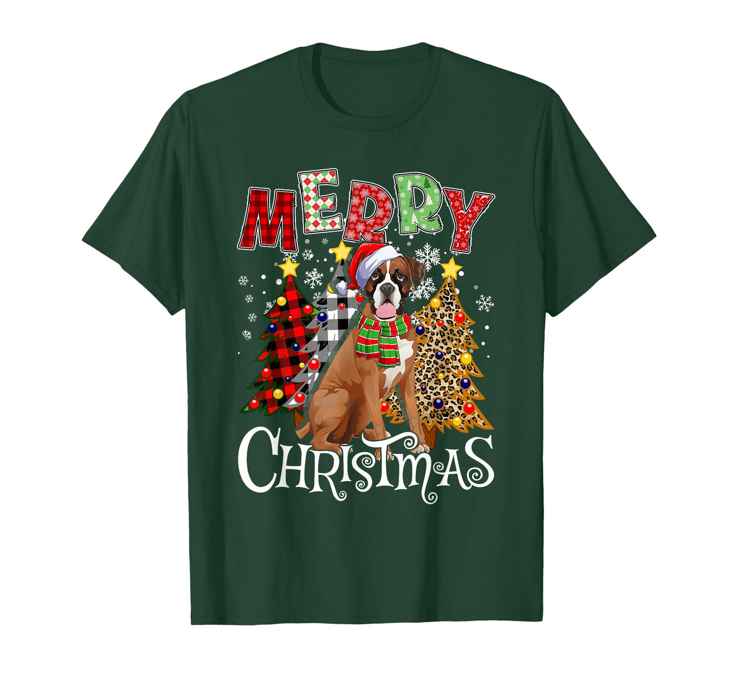 Funny Christmas Santa Hat Lights Pajama Dog Lover Men Women T-Shirt