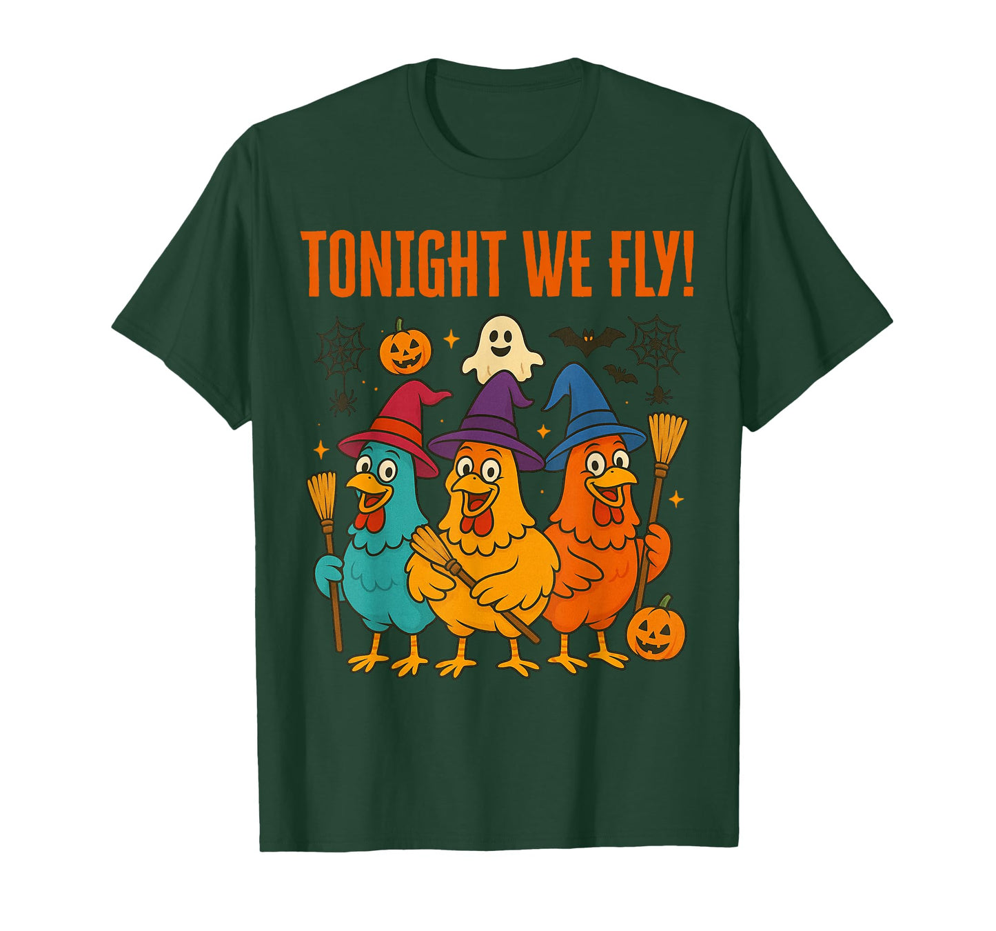 Tonight We Fly Funny Witch Chicken Halloween Costume T-Shirt