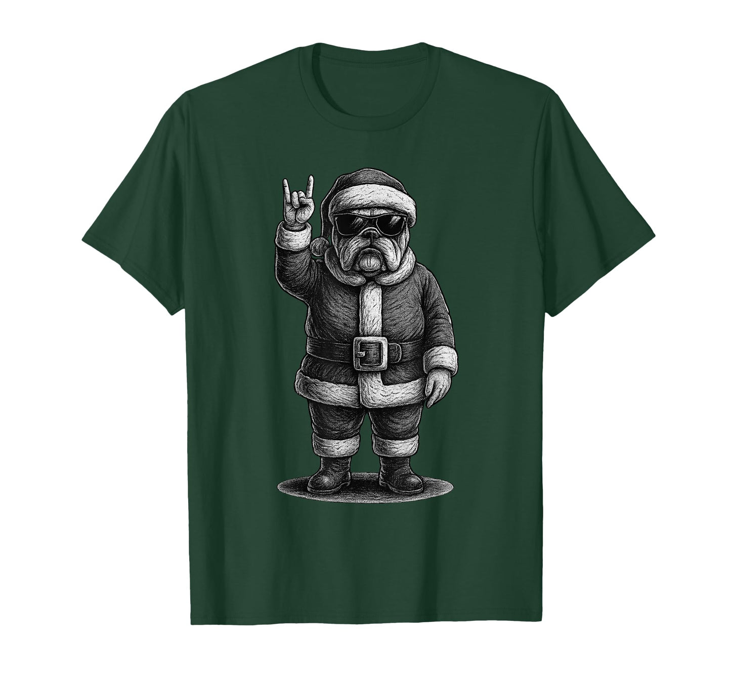 English Bulldog Rock Music Christmas Dog Lover T-Shirt