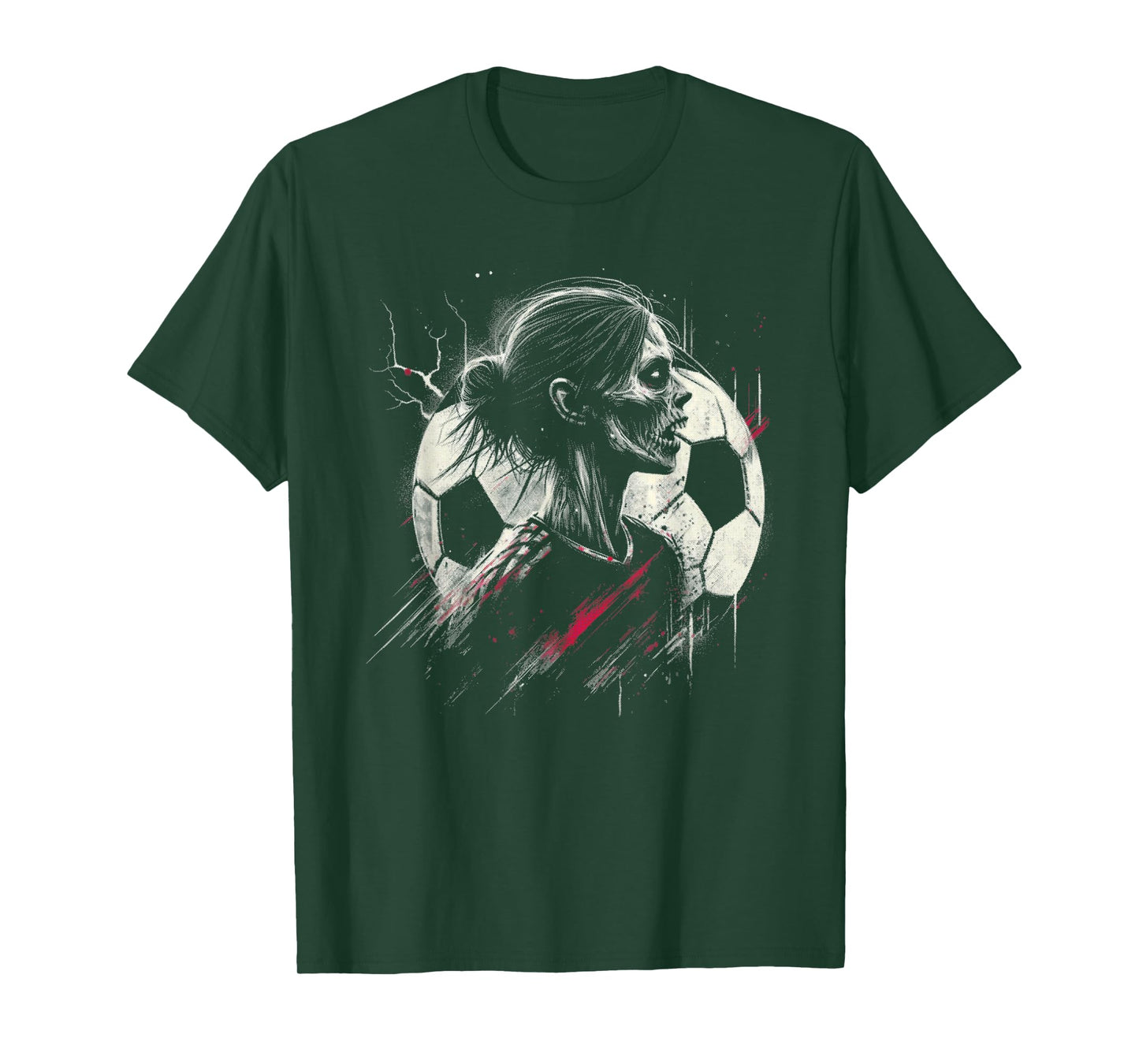 Female Zombie Soccer Player - Creepy Soccer Halloween Lover T-Shirt