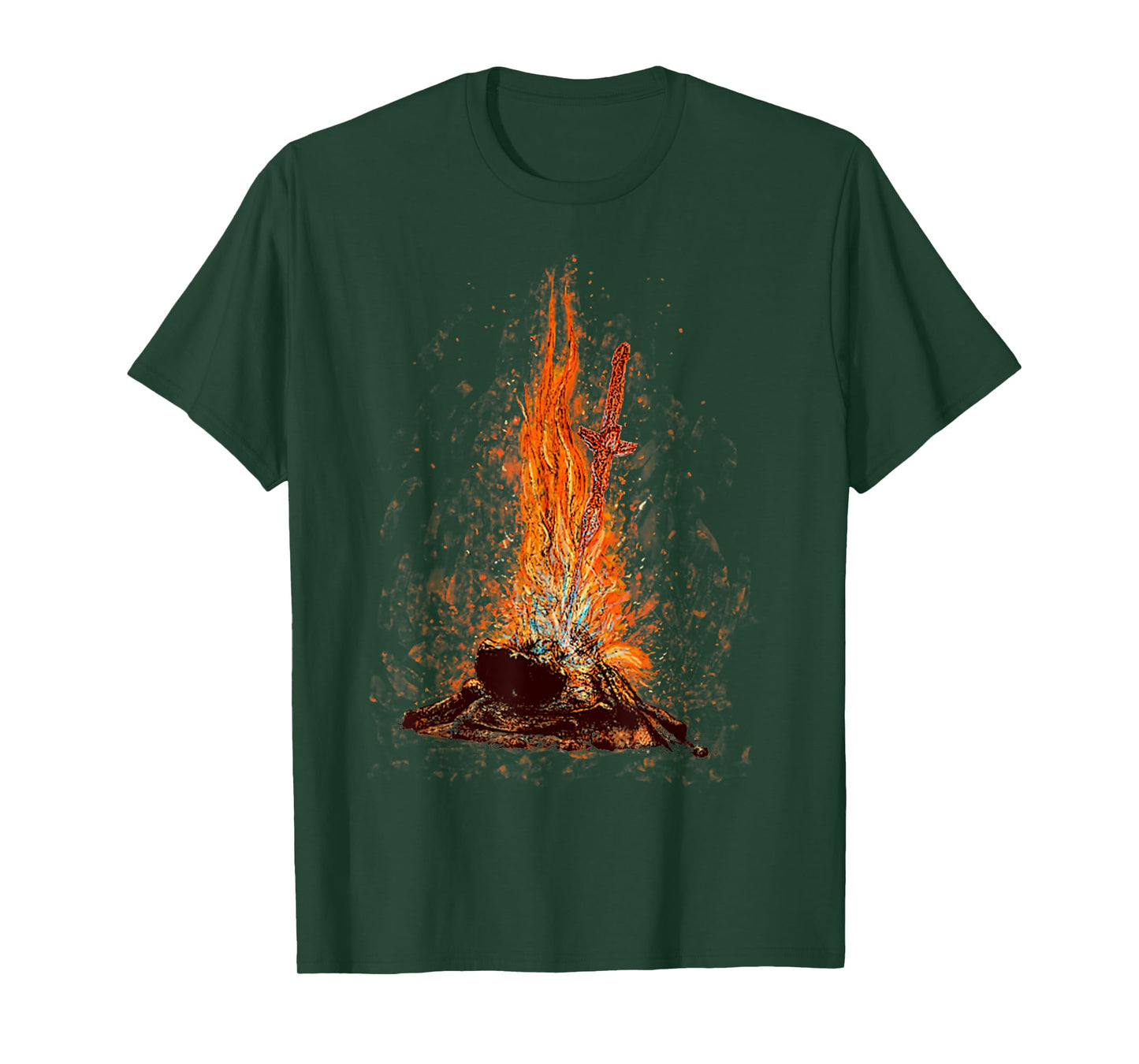 Retro Basic Bonfire Of Souls Funny Flame Sword T-Shirt