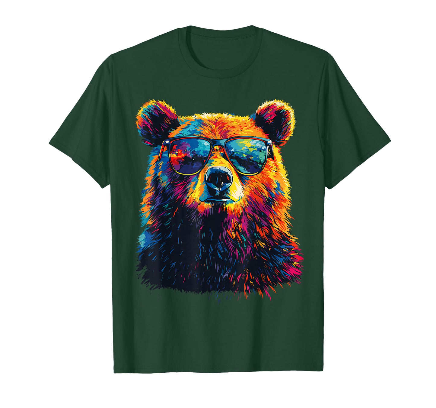 Bear Wearing Sunglasses Wildlife Graphic Colorful Bear T-Shirt
