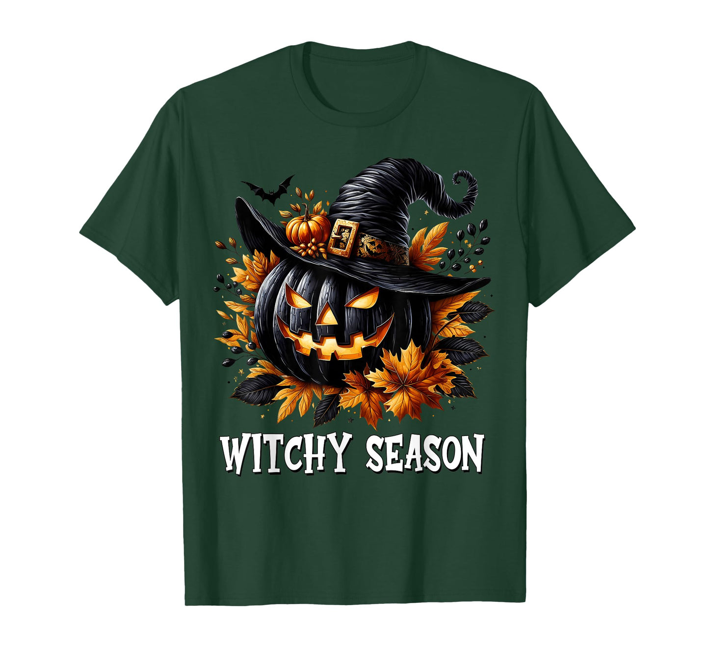 Witchy Jack O Lantern Pumpkin in Witch Hat for Halloween Mom T-Shirt