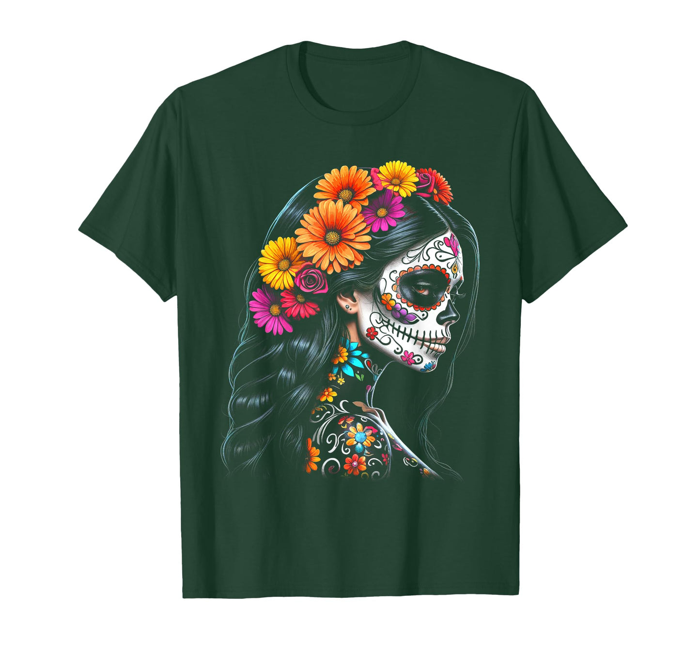 De Los Muertos La Catrina Day of the Dead Sugar Skull Women T-Shirt