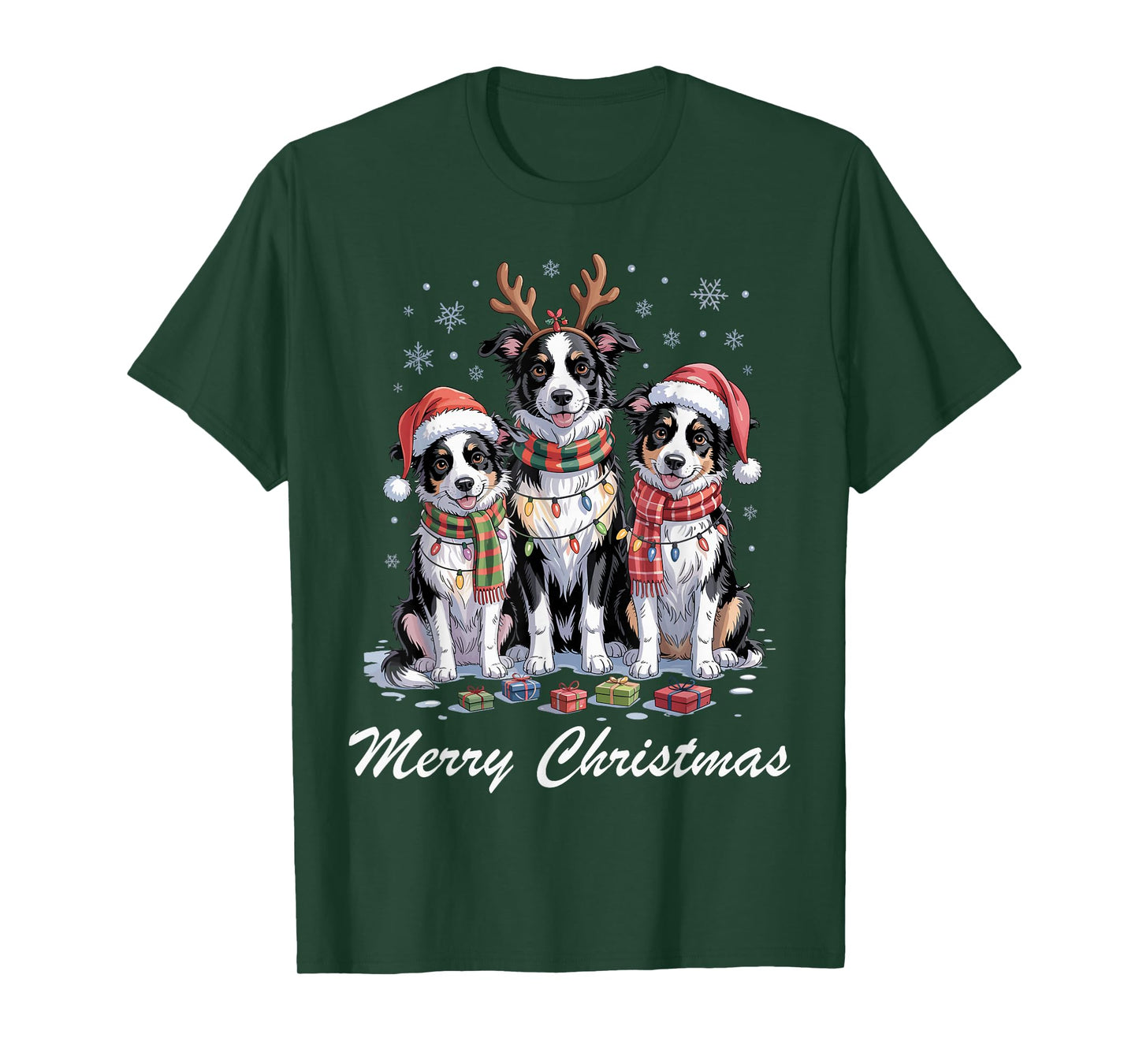 Border Collie Merry Christmas Funny Dog Lover Holiday Pajama T-Shirt