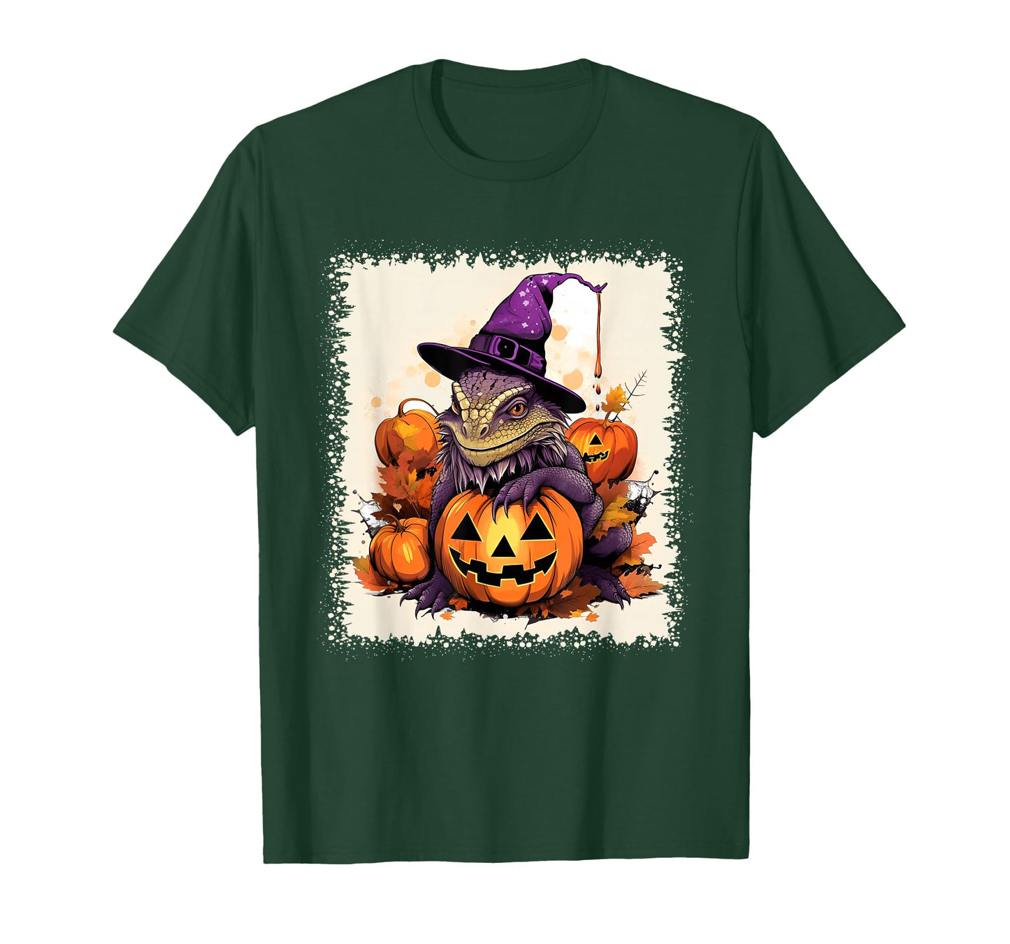 Bearded Dragon Witch Hat Pumpkin Halloween Kids Men Women T-Shirt