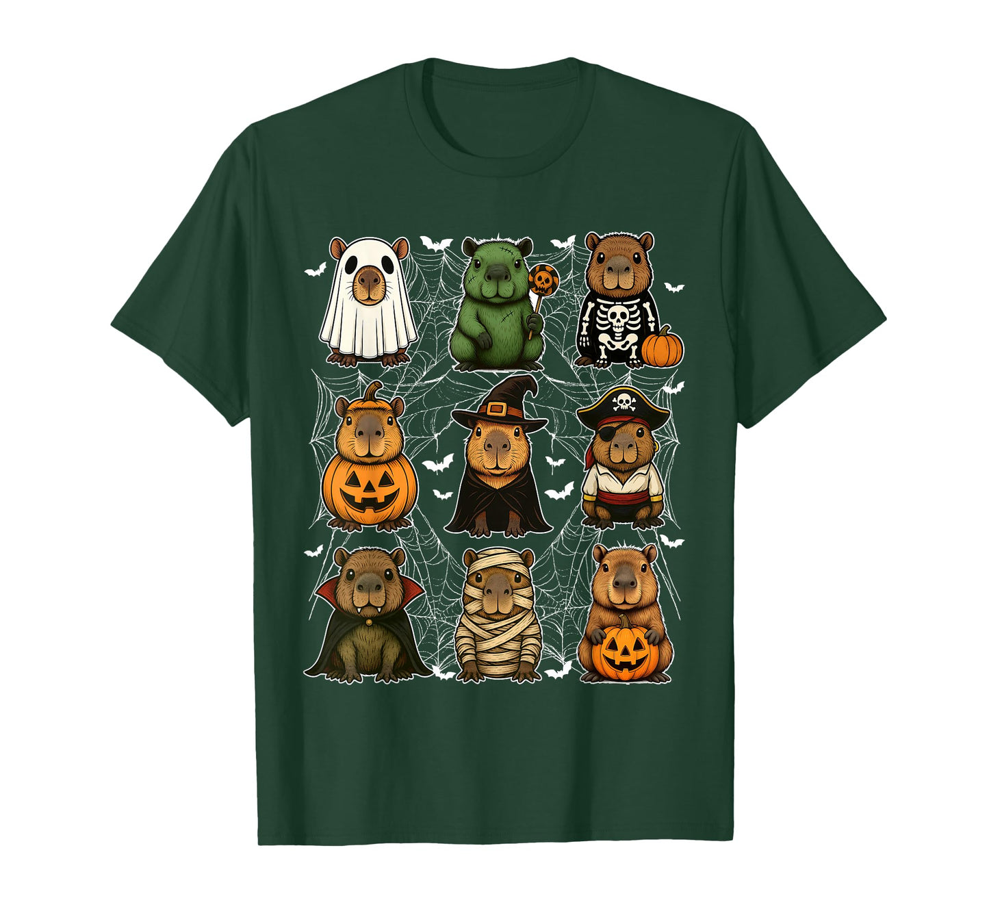 Funny Halloween Capybara Ghost Witch Pumpkin Pirate Spooky T-Shirt