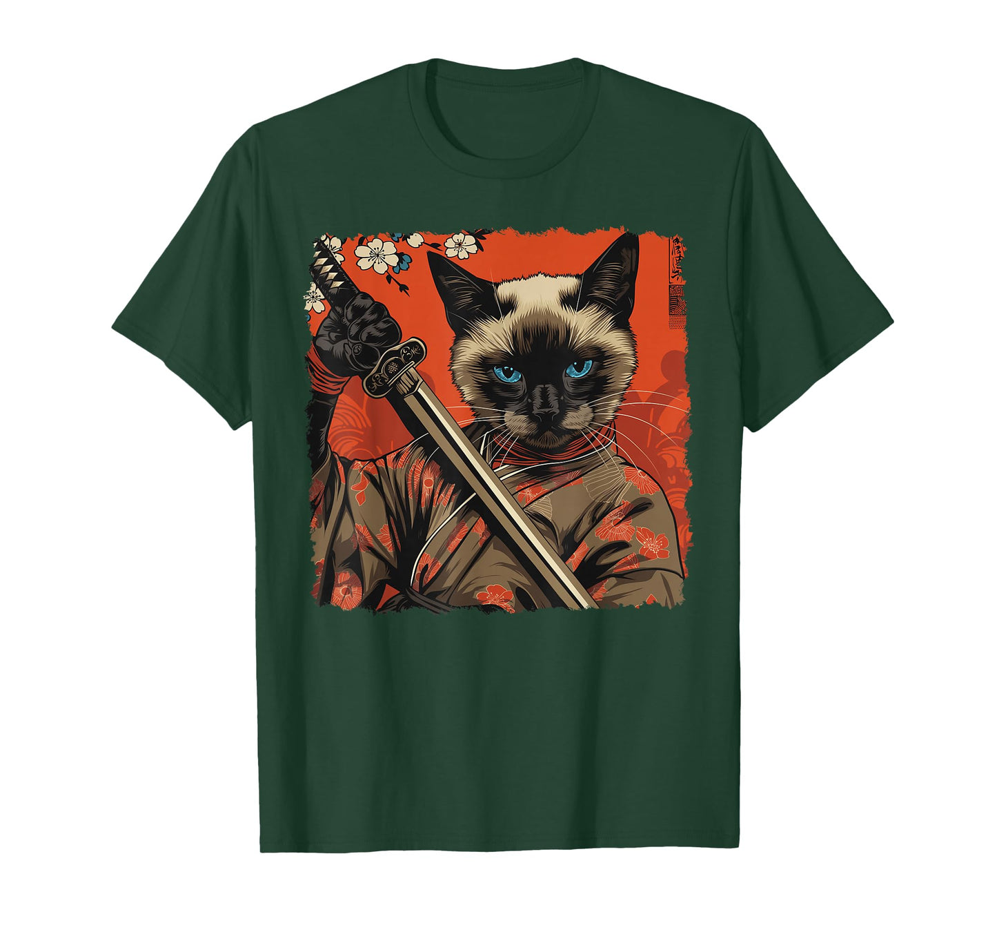 Siamese Cat Japanese Art Samurai Ukiyo-e Vintage T-Shirt