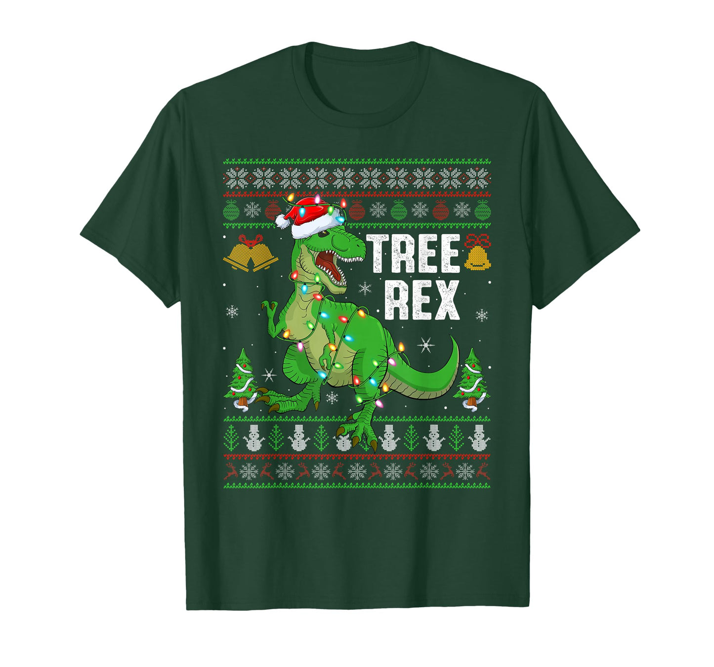 Tree Rex Dinosaur Christmas Lights Ugly Sweaters Xmas T-Shirt