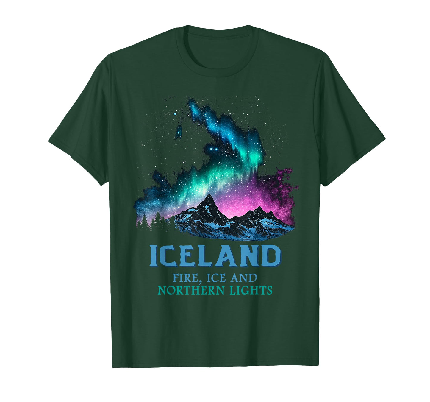 Iceland - Fire Ice Northern Lights Aurora Borealis T-Shirt