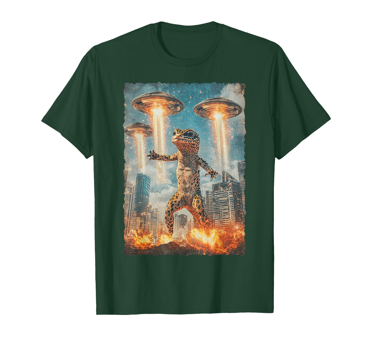 Japanese Anime Kaiju Monster Leopard Gecko Selfie Tokyo UFO T-Shirt