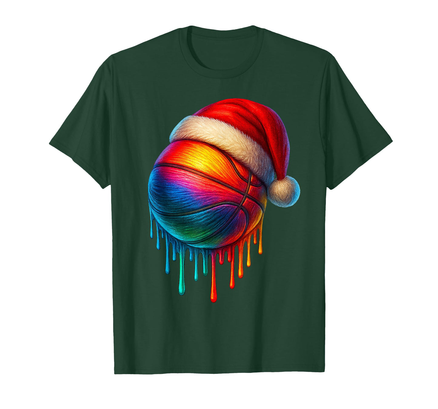 Cute Colorful Basketball Christmas Tees for Men Boys Kids T-Shirt