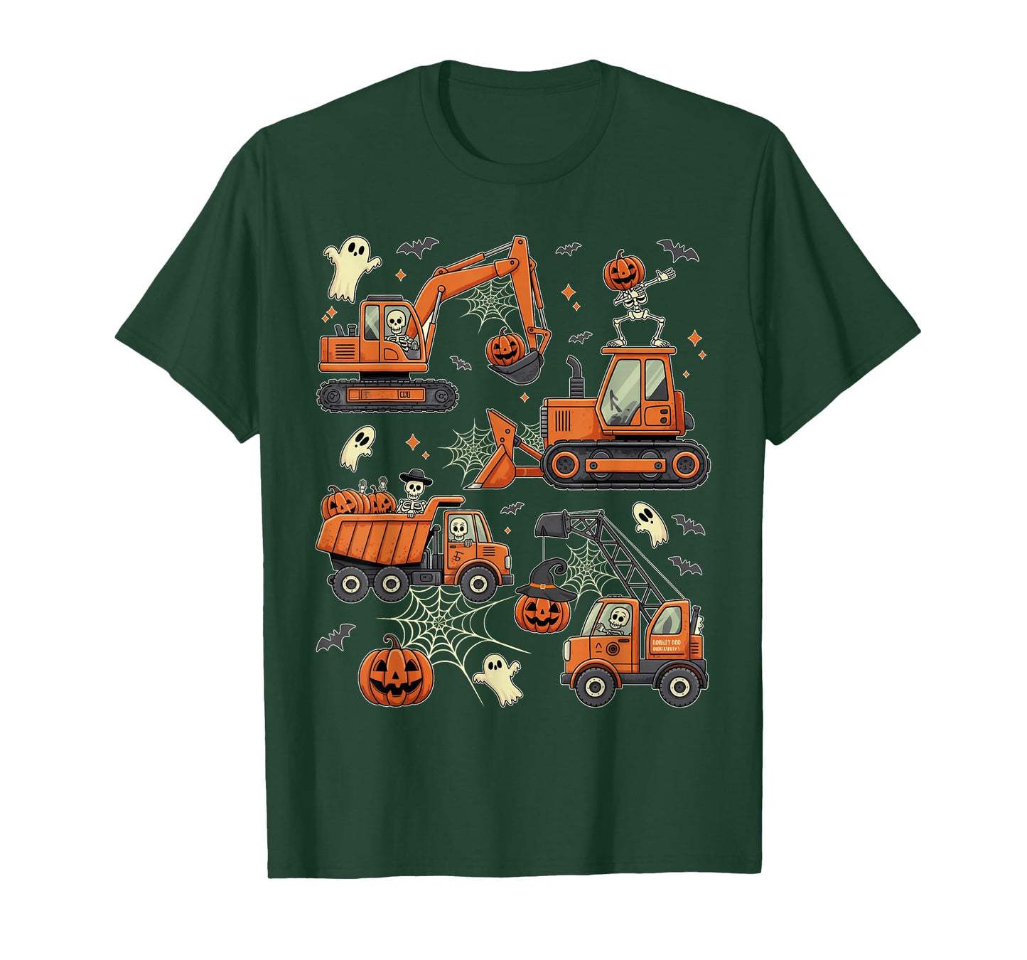 Spooky Construction Trucks Toddler Boys Halloween Costume T-Shirt