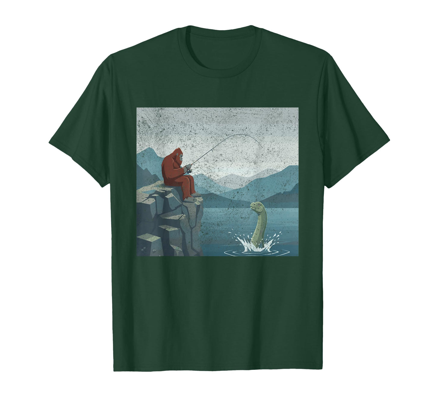 Bigfoot Sasquatch Fishes for The Loch Ness Monster Funny T-Shirt