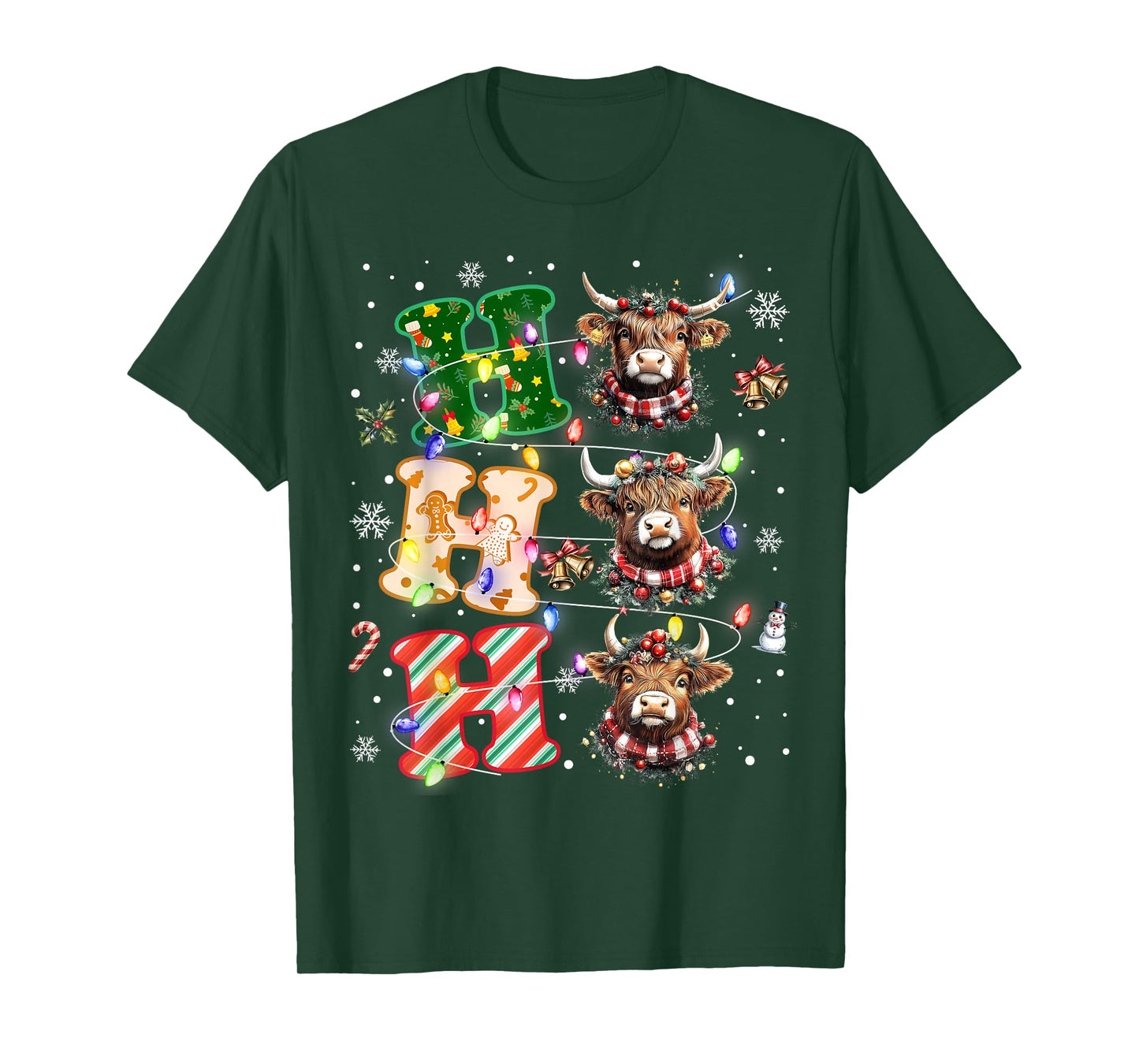 Ho Ho Ho Christmas Holiday Outfits Mooey Little Cow Xmas T-Shirt