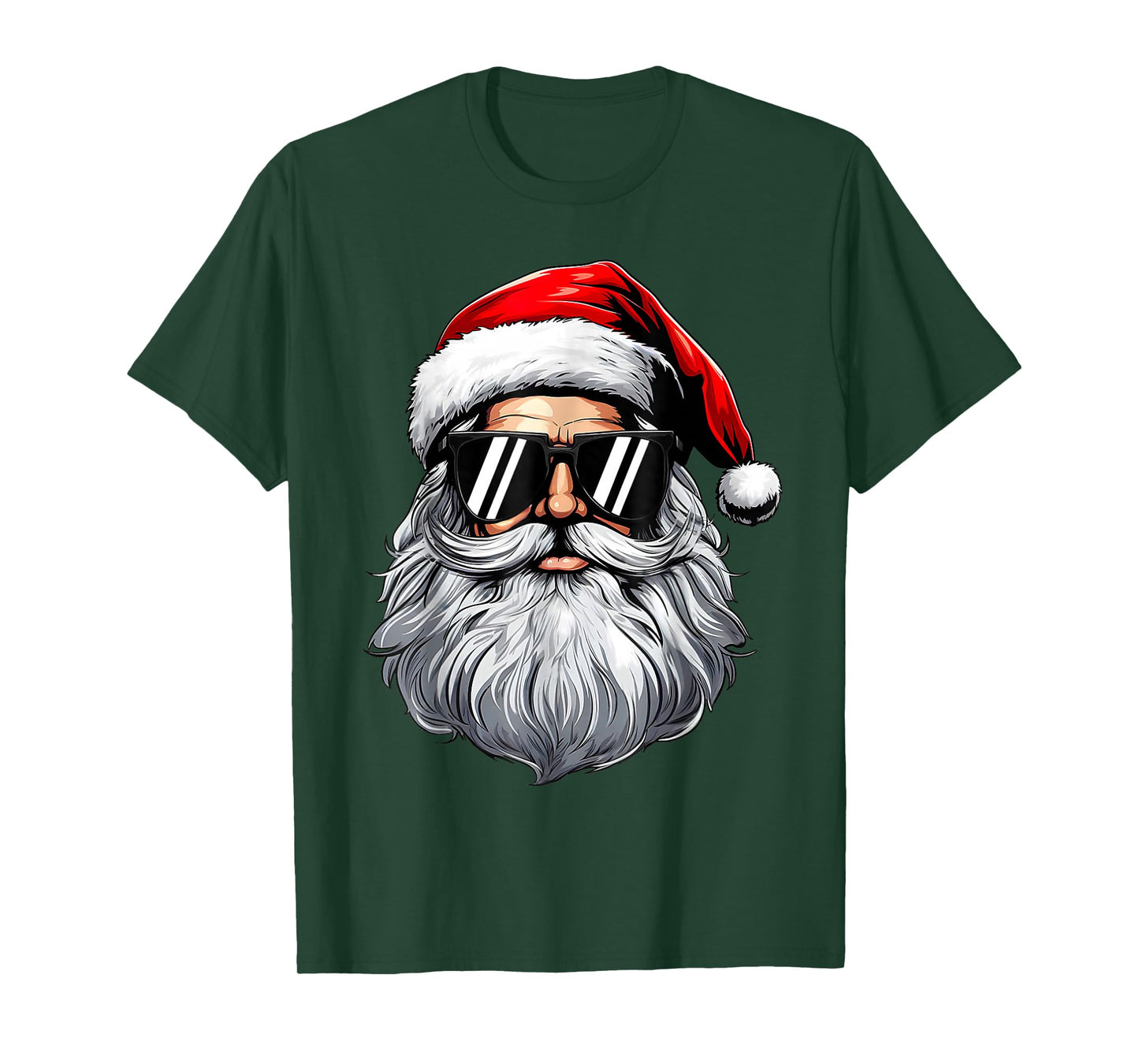 Santa Face Retro Sunglasses Christmas Tees for Mens Boys T-Shirt