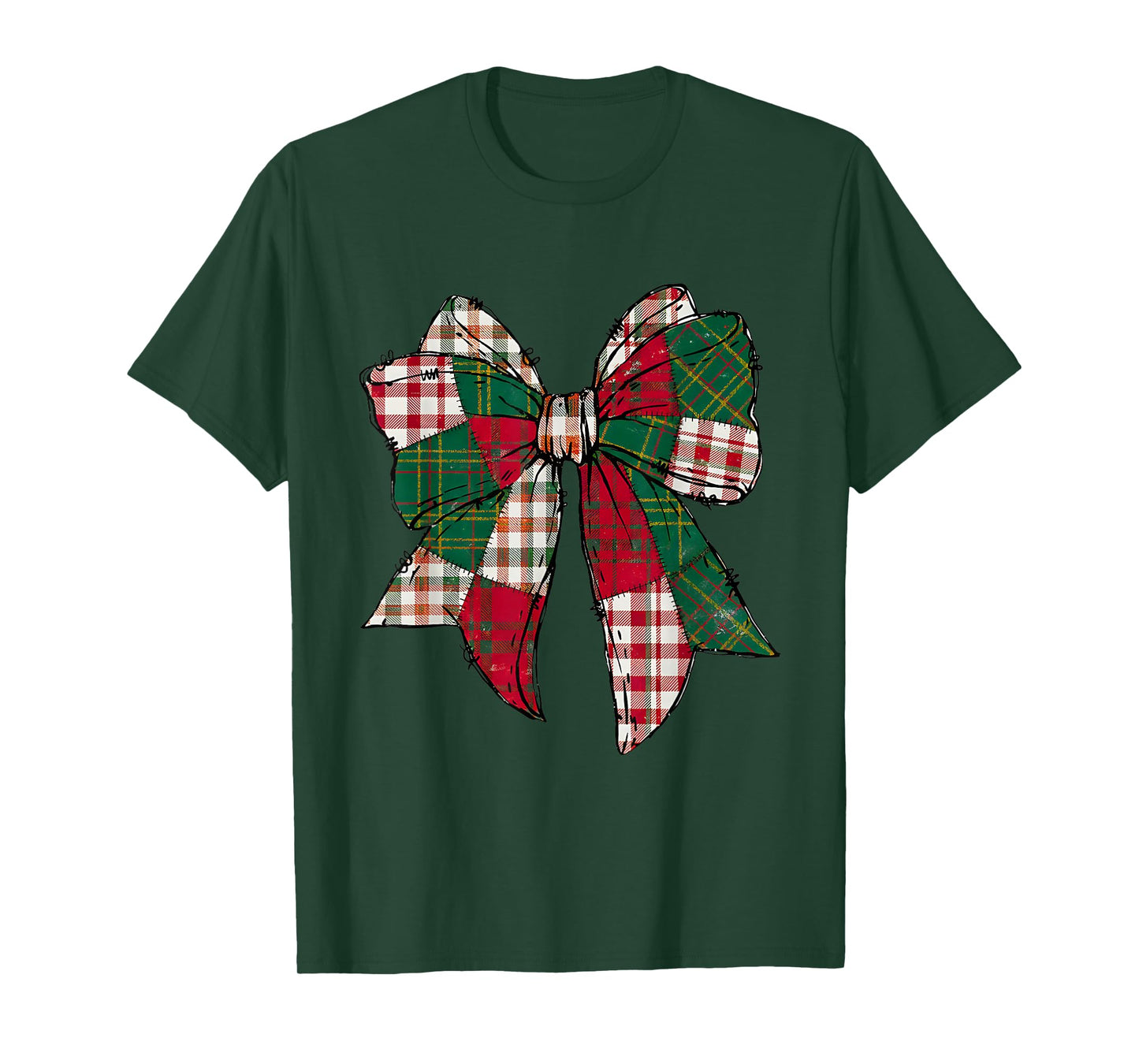 Coquette Bow Buffalo Plaid Christmas Xmas Family Pajama T-Shirt