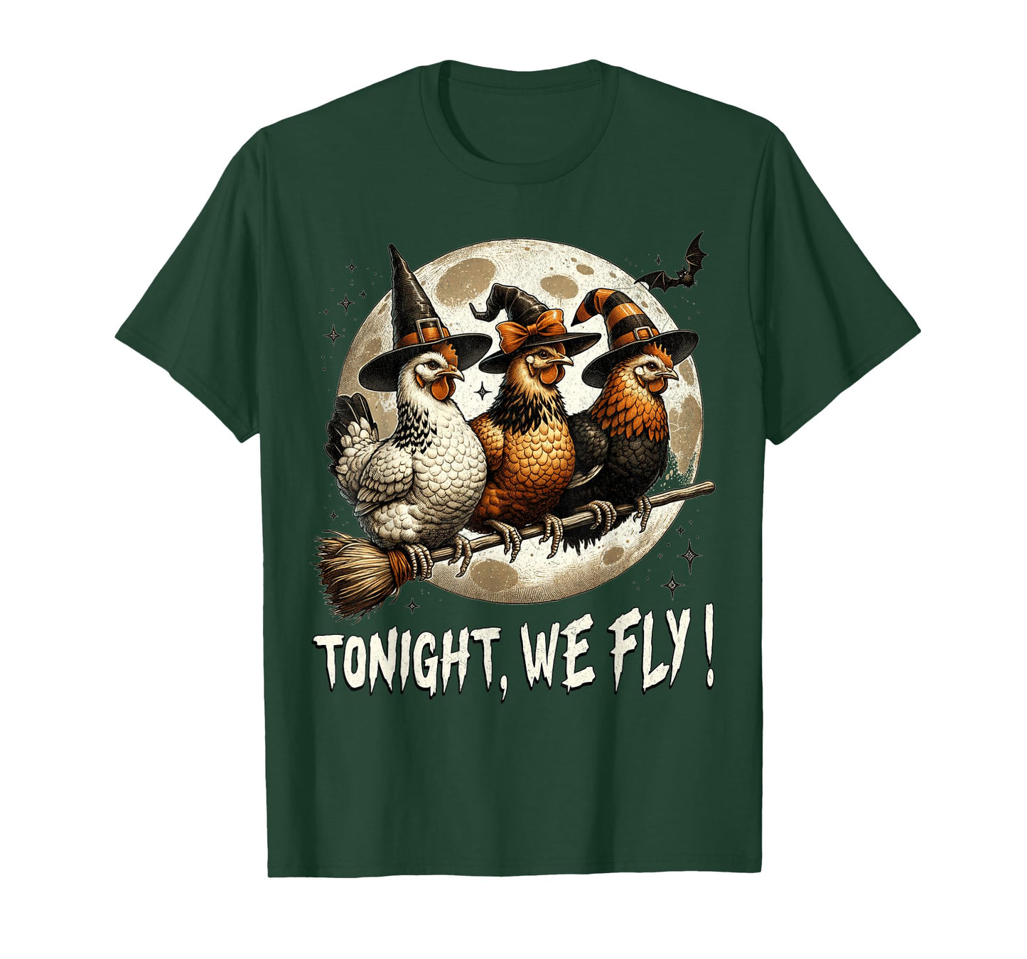 Tonight We Fly Funny Chicken Witches Halloween T-Shirt