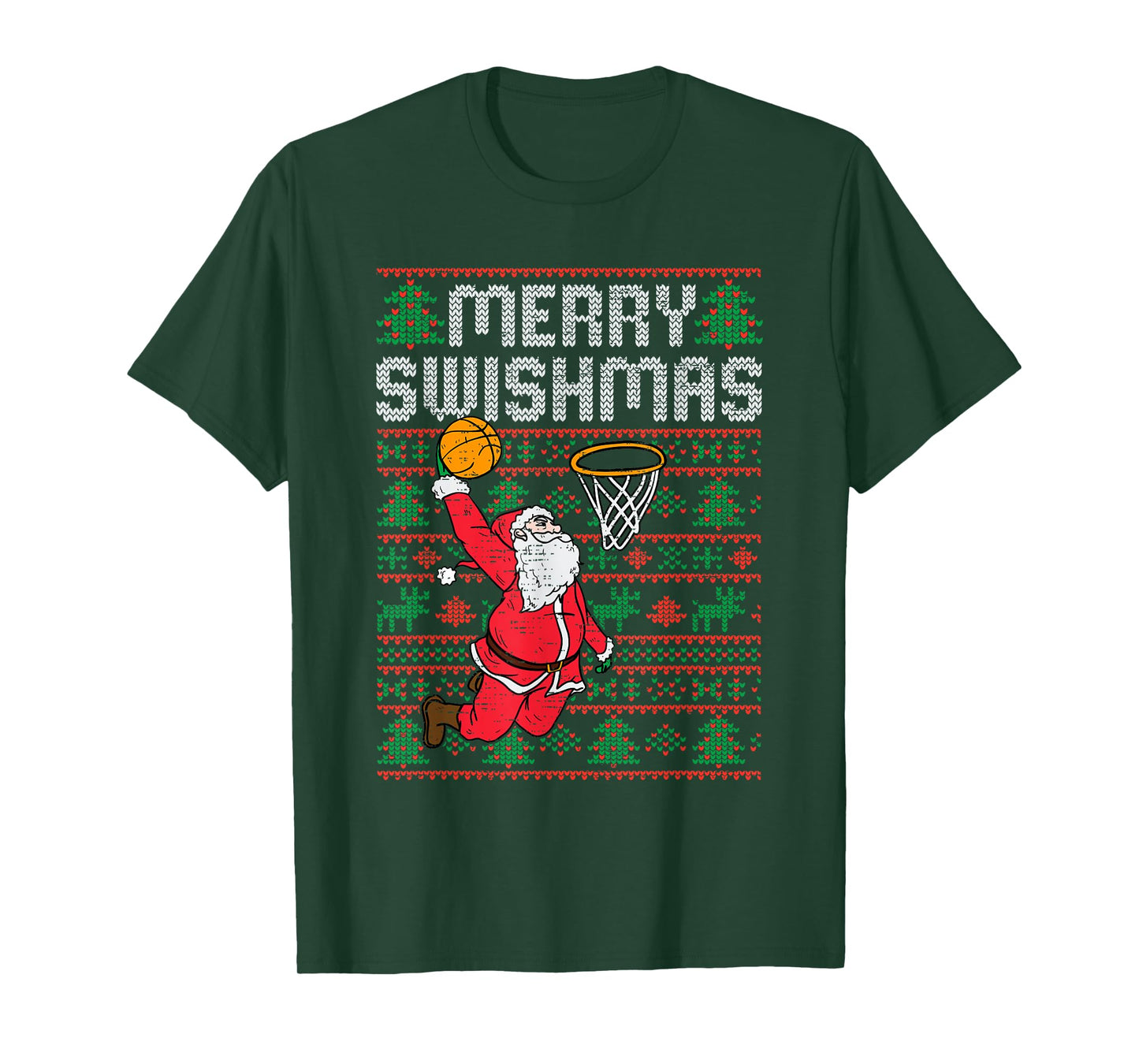 Basketball Ugly Christmas Xmas Santa Sports Men Boys Kids T-Shirt