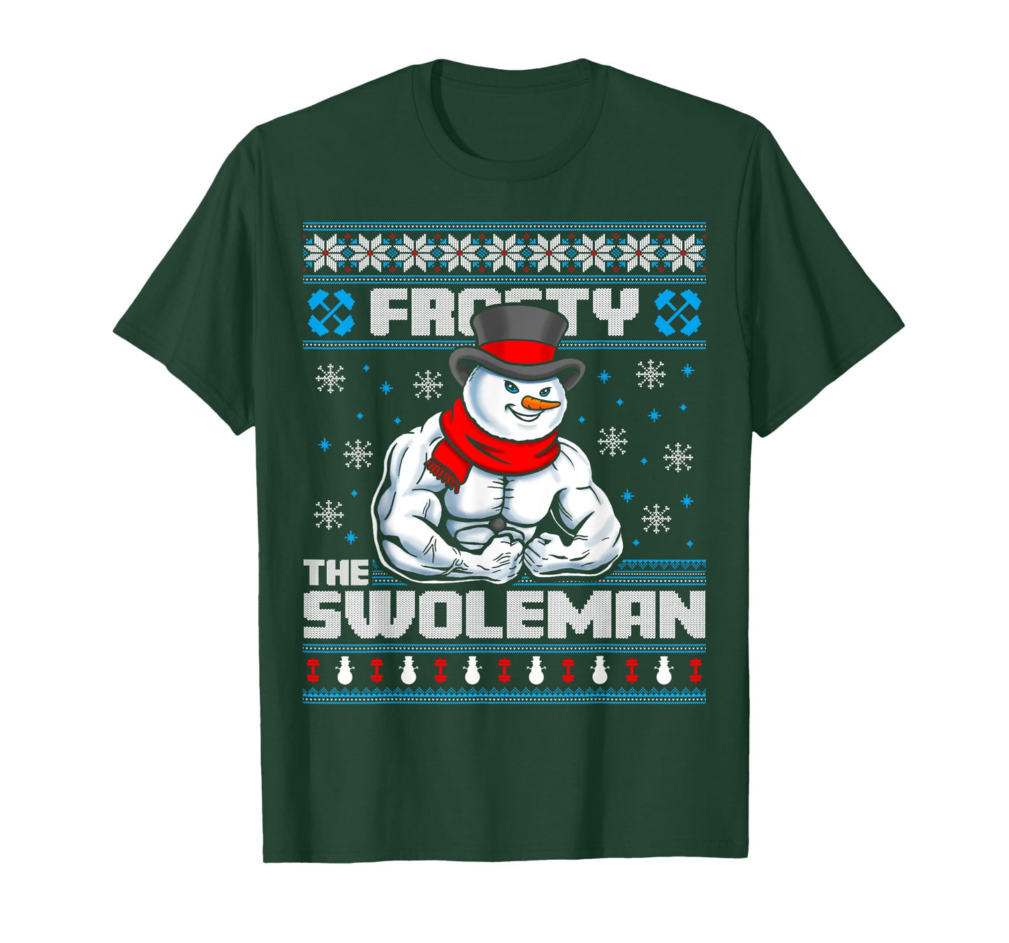 Frosty Swoleman Funny Christmas Workout Gym Weight Lifting T-Shirt