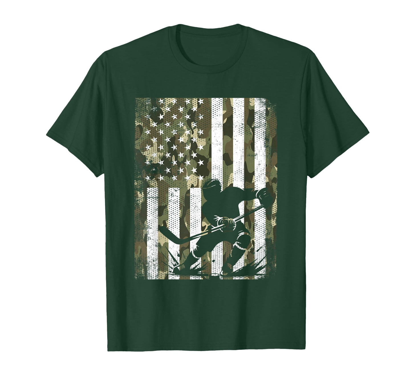 Ice Hockey Camouflage USA Flag Hockey Player Hockey Lover T-Shirt
