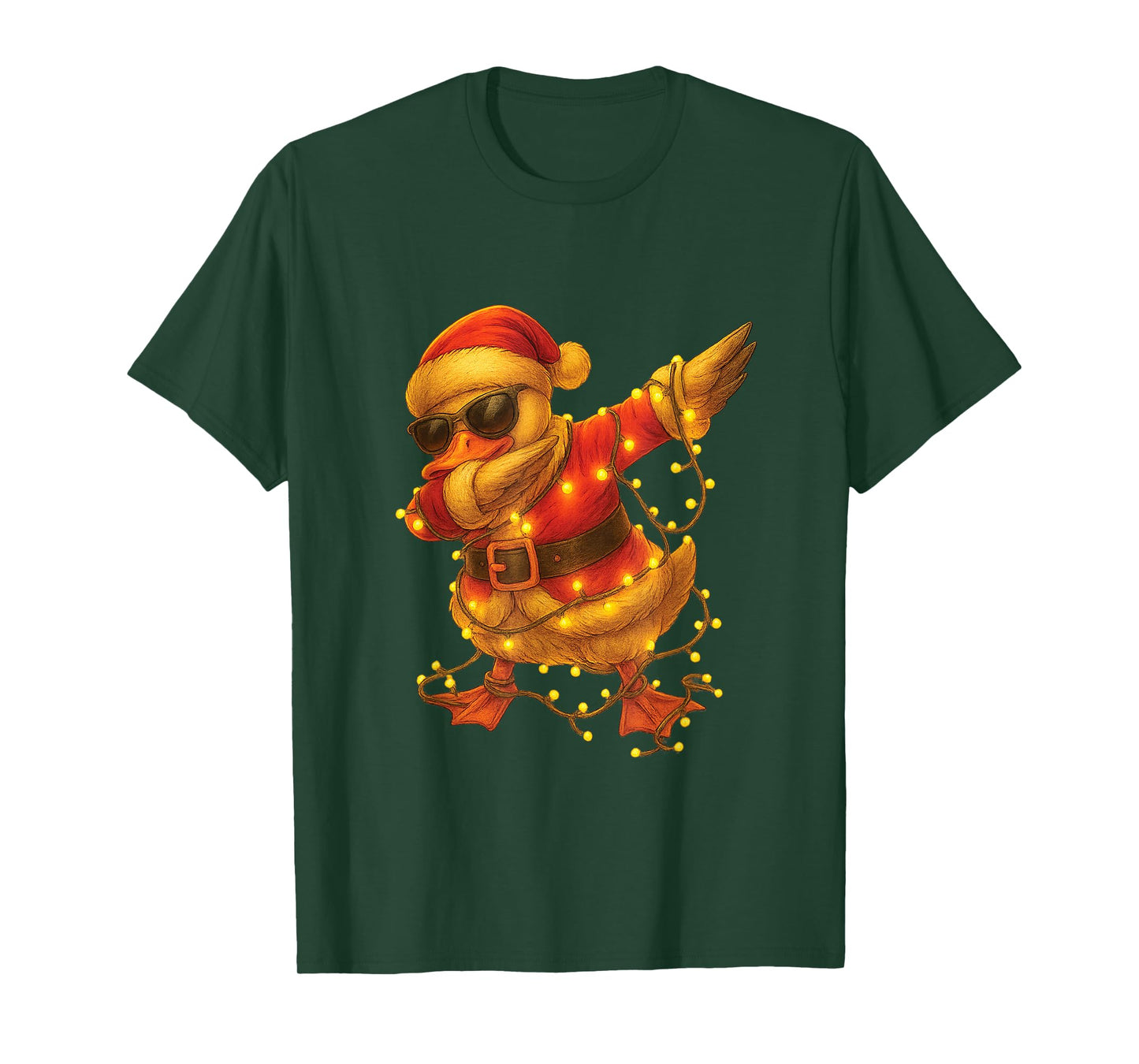 Retro Vintage Dabbing Santa Goose Xmas Light Funny Christmas T-Shirt