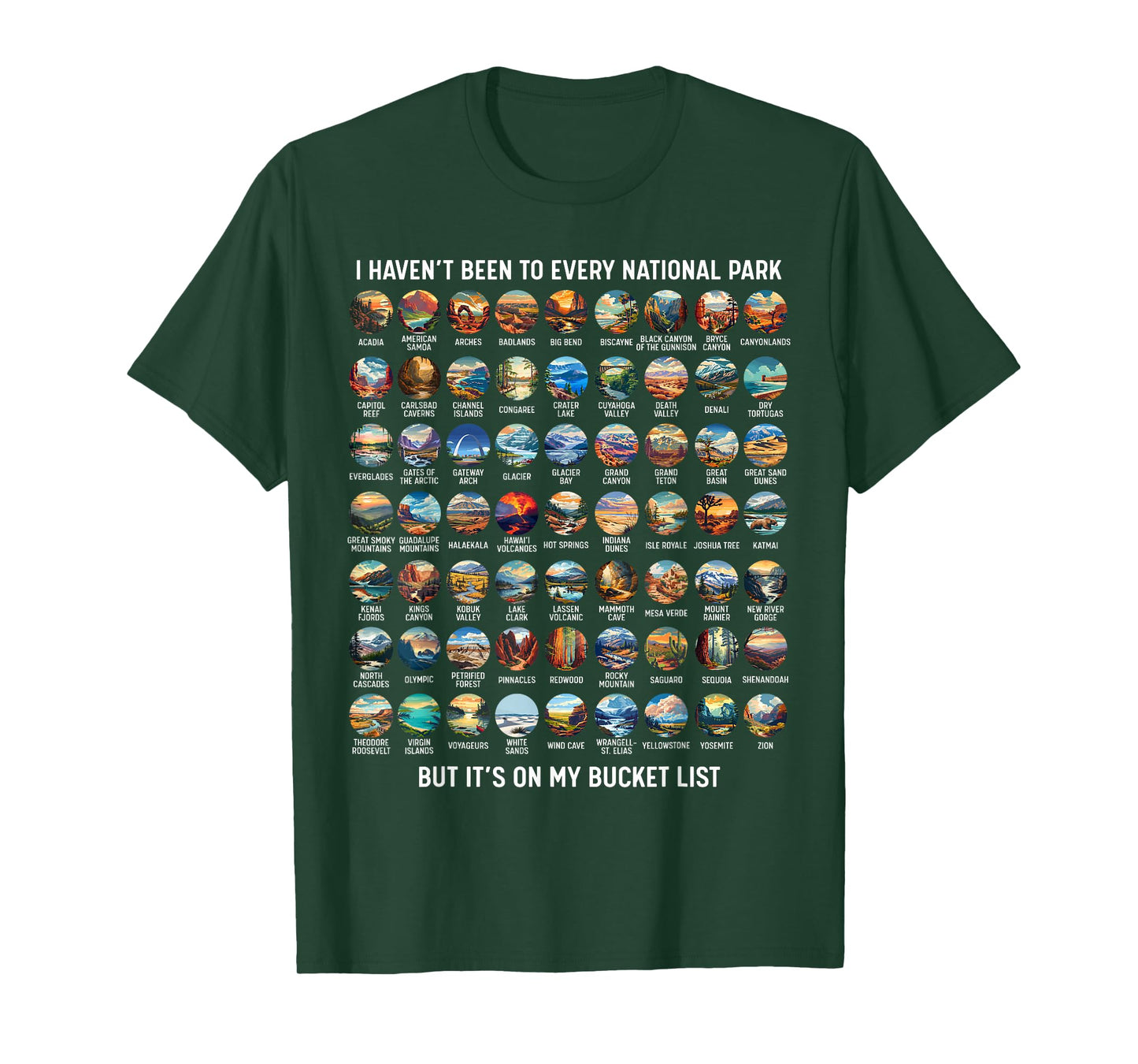 All US National Park Checklist Bucket List Of National Parks T-Shirt
