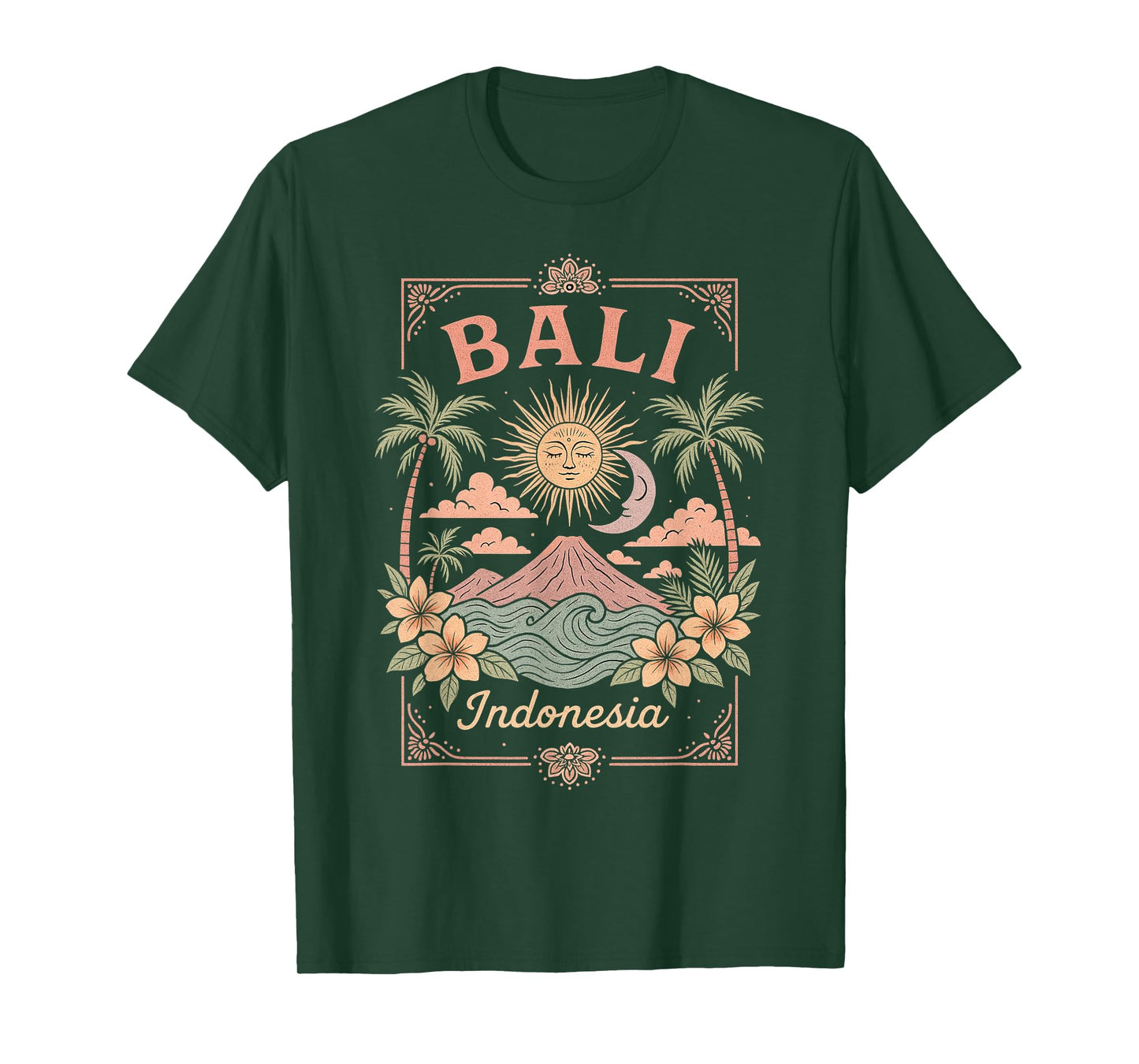 Bali Indonesia Vintage Art Tropical Boho Bali Women T-Shirt