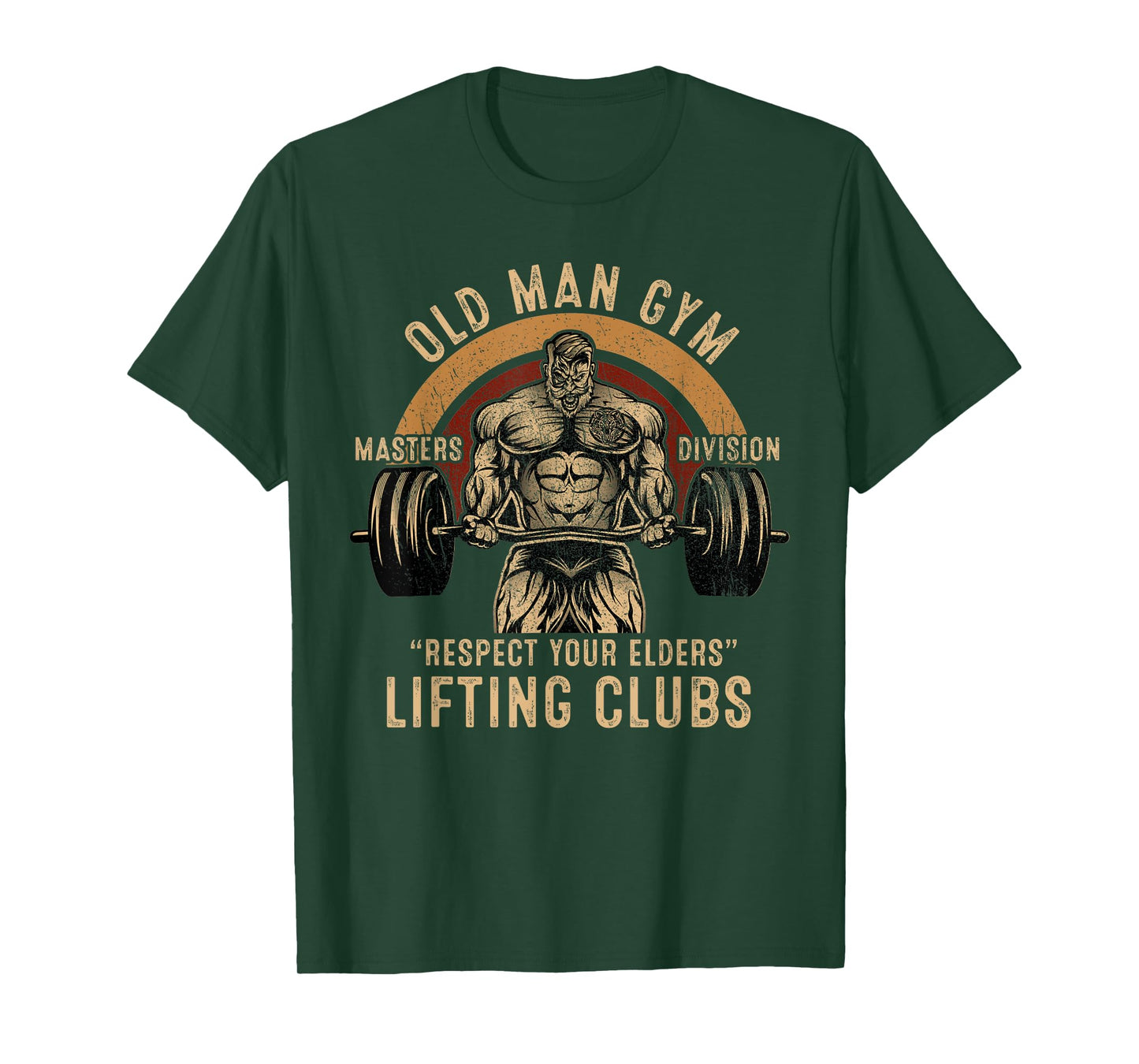 Old Man Gym Respect Your Elders Lifting Clubs Weightlifting T-Shirt